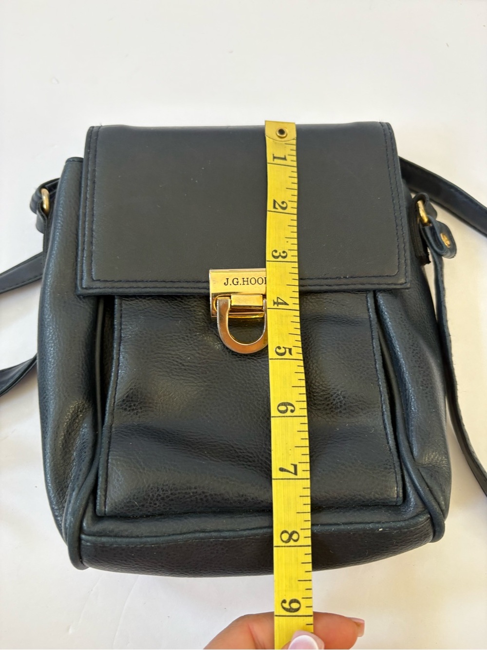 J.G.Hook Shoulder Handbag Tote Dark‎ Blue Flap Closure Academia Career Travel - Picture 9 of 10
